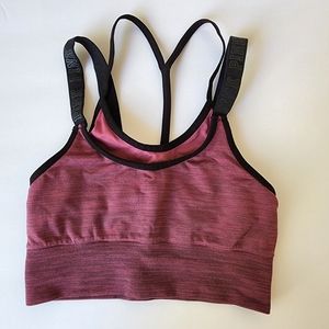 Pink Victoria's Secret sport bralette bra racerback burgundy black S Pre-owned